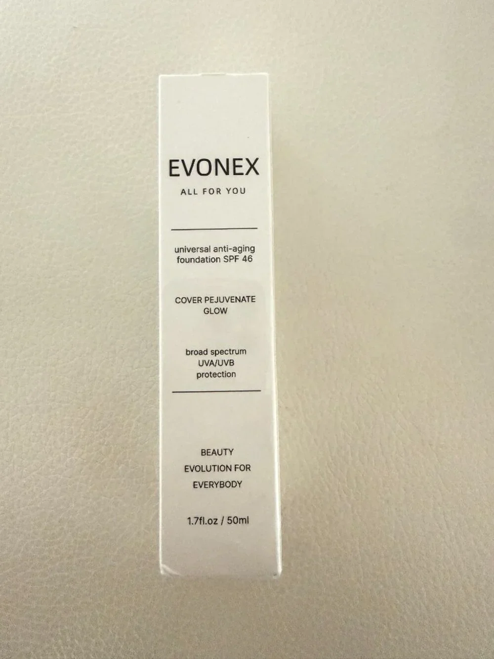 EVONEX UNIVERSAL ANTI-AGING FOUNDATION SPF 46 COVER PEJUVENATE GLOW 1.7 FL OZ
